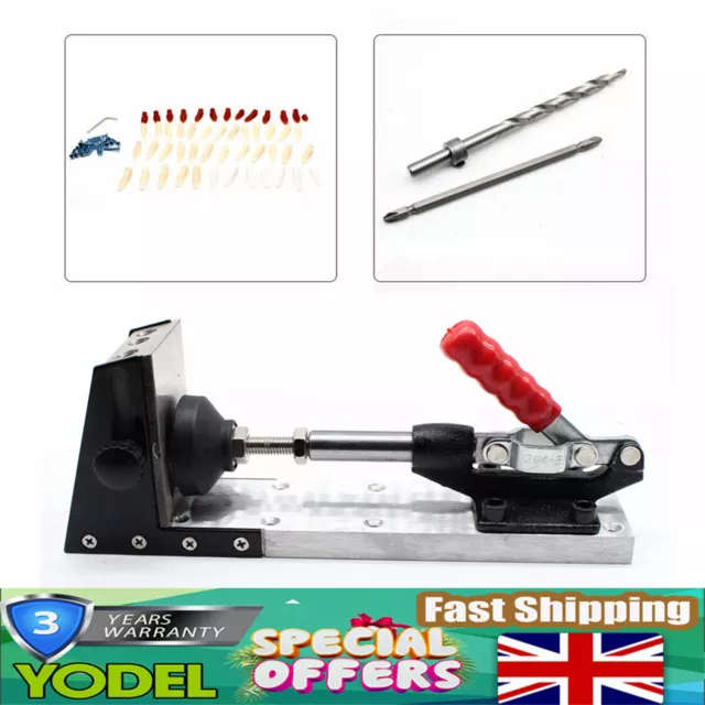 Wood Pocket-Hole Jig Kit Drill Bit Screws Carpentry Tool Set Woodworking Puncher