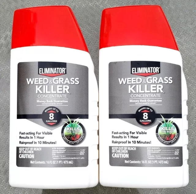 LOT OF 2 Eliminator Weed & Grass Killer Concentrate Herbicide, 16 oz. each (NEW)