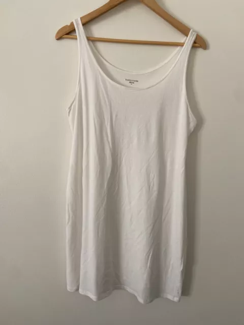 Eileen Fisher White Slubby 100% Organic Cotton Jersey Tank Top Size M $68