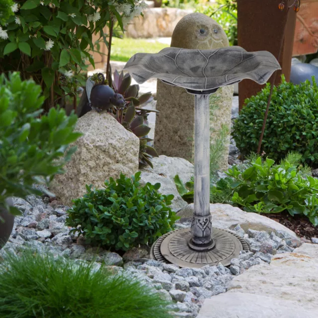 Vogelbad Wassertränke Vogeltränke Schale Standfuß steinfarben rund H 72 cm