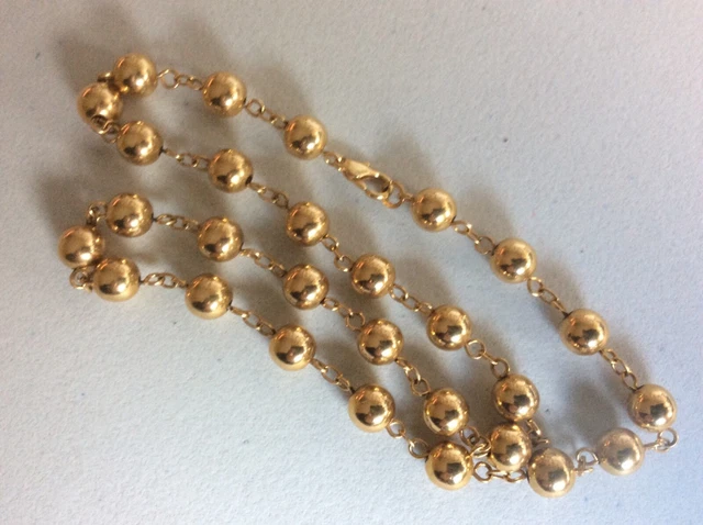 Collier Vintage Bakélite Perles Ovales Miel Caramel - Longueur 65 Cm, Occasion, Bijou Rétro
