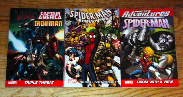 LOT of 3 Marvel Graphic Novel Comics Spider-Man Thor Ironman Captain America TPB