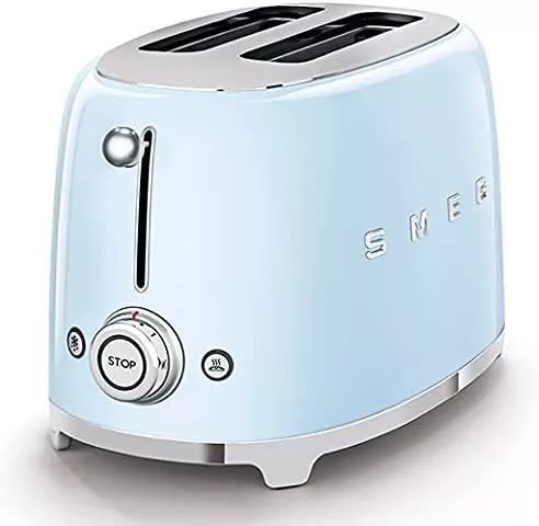 Smeg TSF01PBUK 50's Retro 2 Slice Toaster Stainless Steel in Pastel Blue