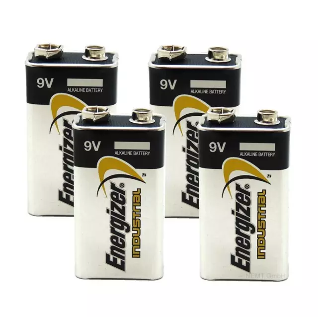 4 x Energizer Industrial 9V Block 4LR61 9 V Blockbatterie lose für Rauchmelder