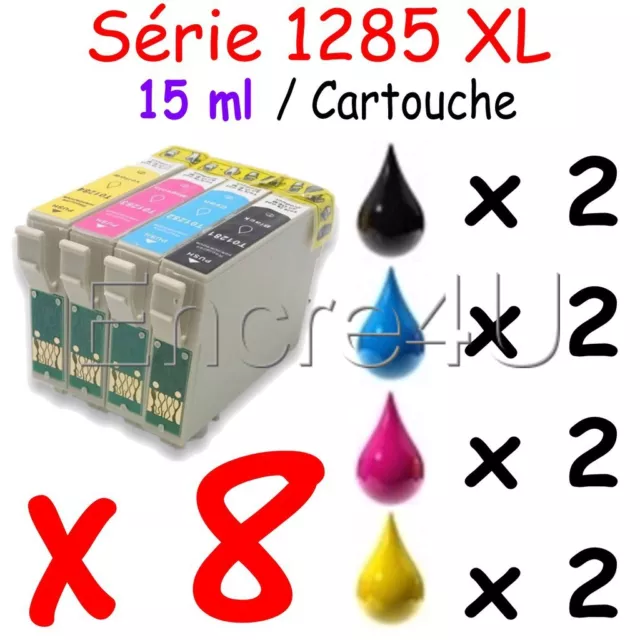 Lot de 8 cartouches Epson nonOEM Encre compatible série 1285 T1285 T01285 TO1285