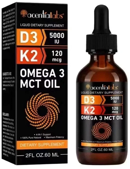 D3 K2 Omega 3 MCT Oil - 5000 IU / 120 mcg - 60ml main image 0