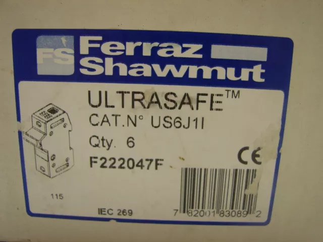 Ferraz Shawmut F222047F Ultrasafe Us6J1L Amber Light(Lot Of 6) ***Nib***