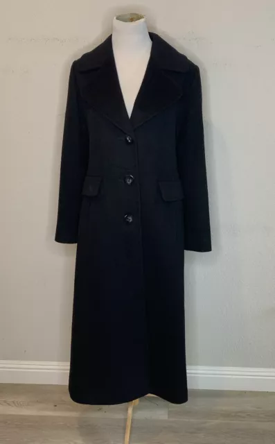Fleurette Lori Piana Womens 100% Wool Coat Jacket Midi Luxe Button Black Sz 8 Fleurette Lori Piana Womens 100% Wool Coat Jacket Midi Luxe Button Black Sz 8