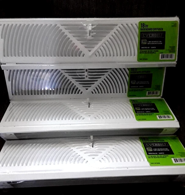 4 EVERBILT 18 In. 3Way Steel Baseboard Diffuser White Brand New 99.99