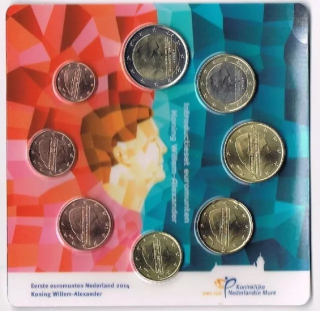 manueduc  HOLANDA 2014  BLISTER  NUEVO DISEÑO  REY GUILLERMO 8 monedas Nuevas