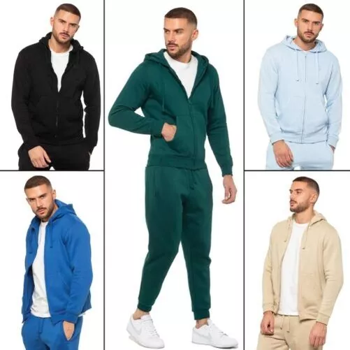 Enzo Felpa con Cappuccio Uomo Zip Felpa Semplice Manica Lunga Pile Maglione