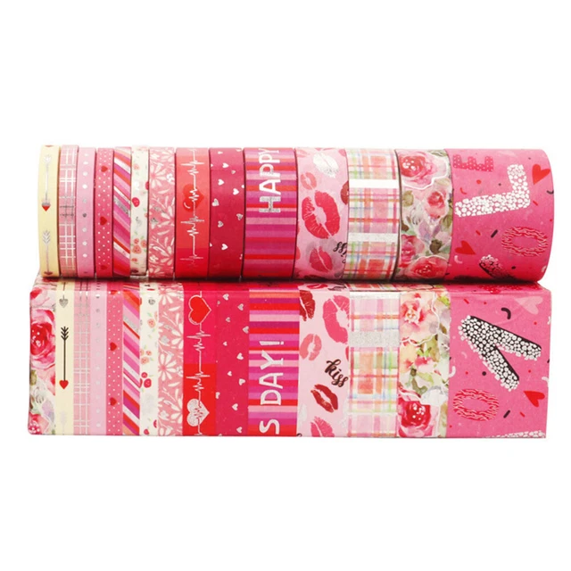 14 rollos cinta de papel de amor hágalo usted mismo cinta artesanal cinta de washi de San Valentín regalo