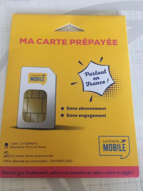 Déstockage carte SIM prépayée La Poste Mobile 10€ de crédit de  communicatoin inclus en soldes