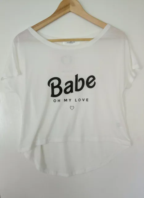 Camiseta Prenda para el torso Asos Oh My Love Talla Única Babe Calce Relajado Dobladillo Sumergido Blanco