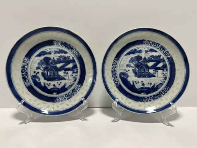 Pair Of Fine Kangxi Signed Chinese Blue&White Porcelain  Rice Grain Plates 6”