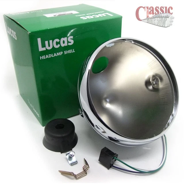 thumbnail image 2 of Triumph BSA Genuine Lucas 7" H4 WIPAC Headlight With Ammeter – 12V – 99-0608 SS700P 2 of 3