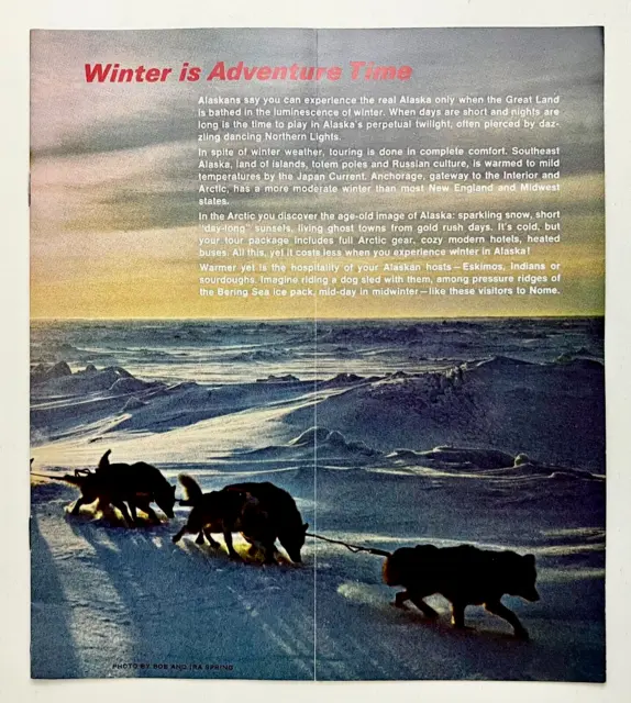 1968 Alaska Airlines Winter Adventure Time Vintage Travel Eskimo Tours Booklet