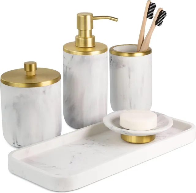 Bathroom Soap Dispenser Set - Toothbrush Holder Set, Antique Brass