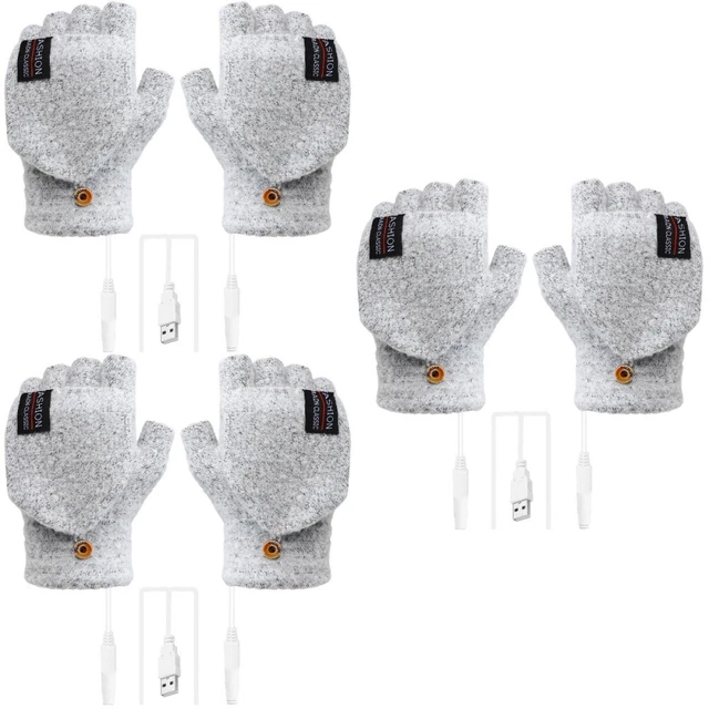 1 paio di guanti riscaldamento invernale USB riscaldati pugni guanti laptop
