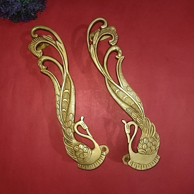Peacock Design Handle Pair Solid Brass Handmade Home Front Door Decor Gift VR224