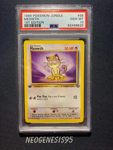 Pokemon | Jigglypuff | Meowth | 56/64  | 1. editon | 1999 | PSA 10 Mint
