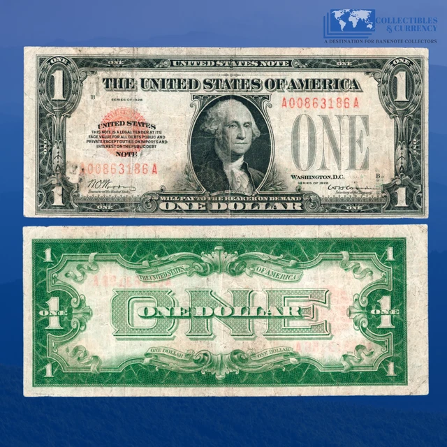 Fr.1500 1928 $1 One Dollar Bill "FUNNYBACK" Legal Tender Note, Fine #63186