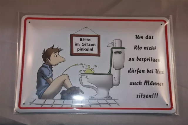 Bitte im sitzen Pinkeln Blechschild quer 20x30 cm Blechschilder WC Klo Toilette