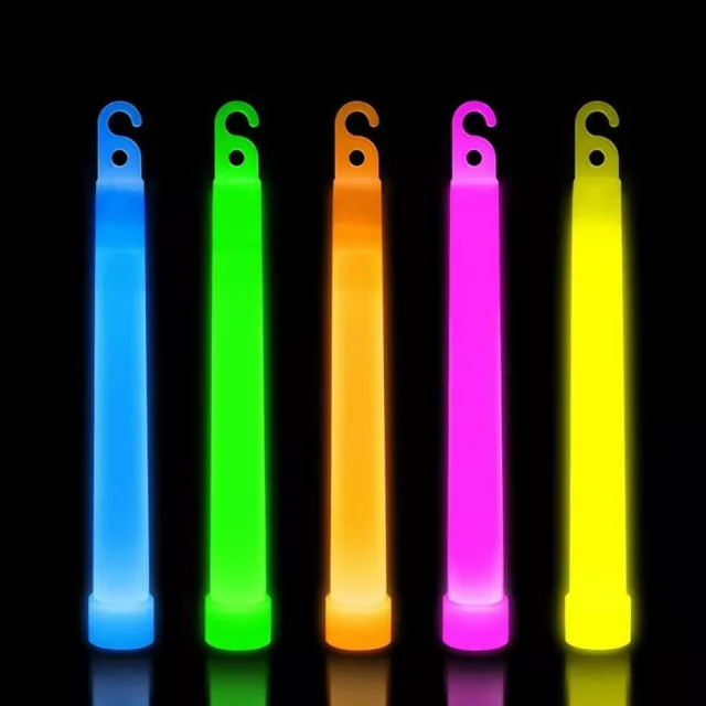 LARGE 6 Inch Premium Glow Sticks Individually Wrapped Long Party Neon Light Big