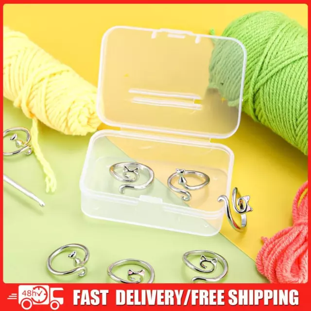 3Pcs Cat Shaped Knitting Tension Rings Adjustable Metal for Mother Grandma Gifts