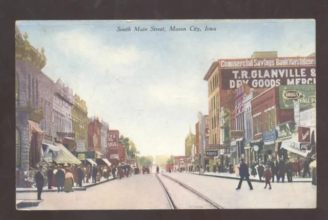Mason City Iowa Downtown Main Street Scene 1909 Vintage Postcard