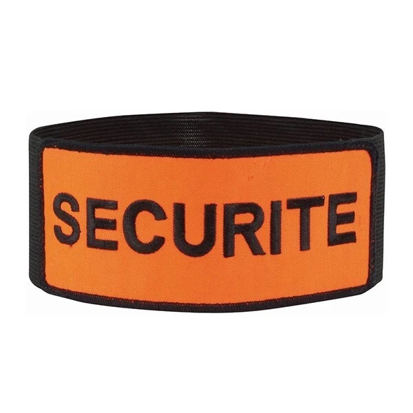 Brassard De Sécurité Noir Orange Fluo, Réglable Par Scratch Elastique