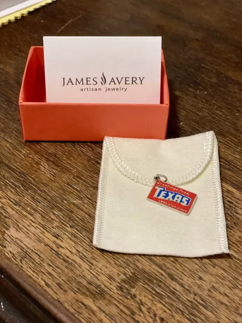 James Avery Retired Red Enamel Texas Greetings Postcard Charm Silver NIB