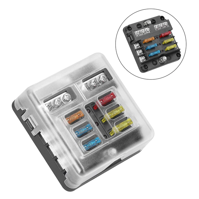 POSITIVE AND NEGATIVE Anodes Fuse Block Box Transparent Cover Fuses