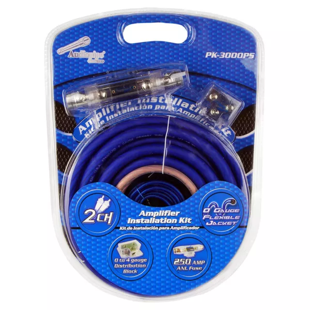 Audiopipe Pk-3000Cpr 0 Gauge Awg Car Audio Flexible Amplifier Wiring Kit Amp New
