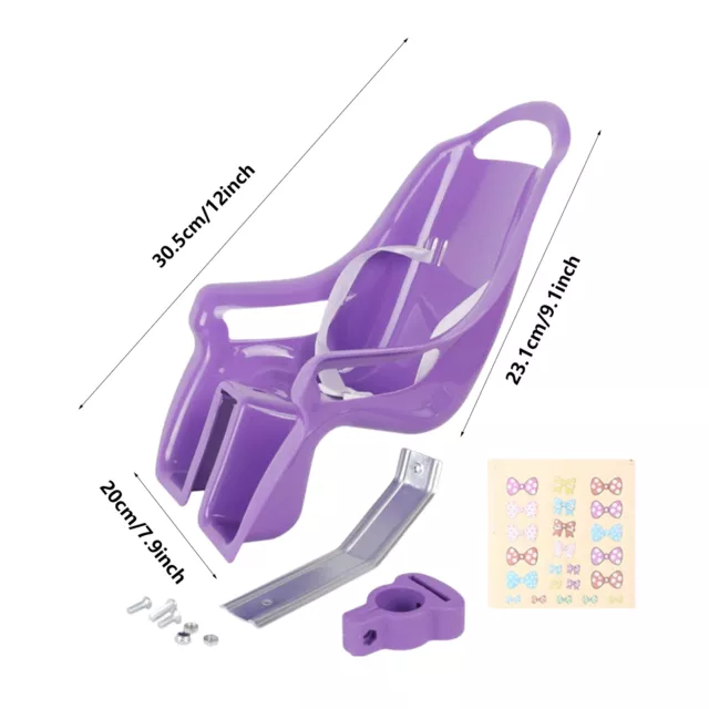 Kids Bicycle Toy Doll Seat Carrier, Princess Doll Bike Seat with DIY Stickers 3