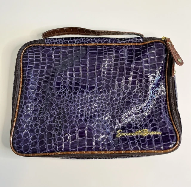 Samantha Brown Large Croc. Purple and Brown Travel Makeup Bag 