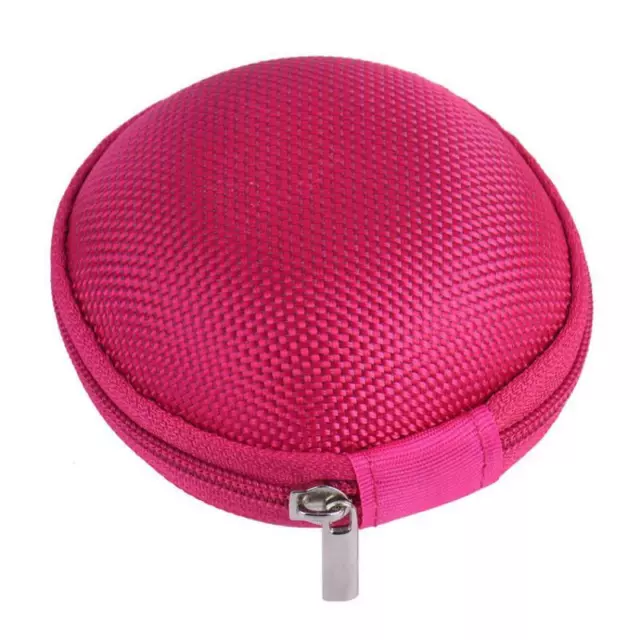 Portable Case For Headphones Mini Zippered Round Storage