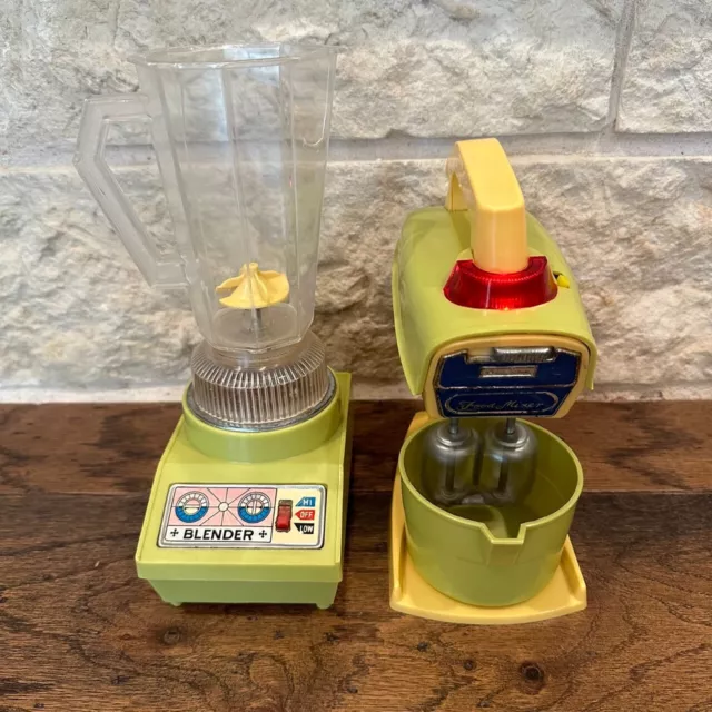 2-Vintage 1960s Toy Sears MIXER-Working & BLENDER-Not Working Green Yellow