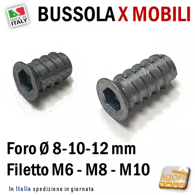 100pz BUSSOLE IN ZAMA ESAGONO INCASSATO X MOBILI PANNELLI M6-M8 M10 L13-15-20-25