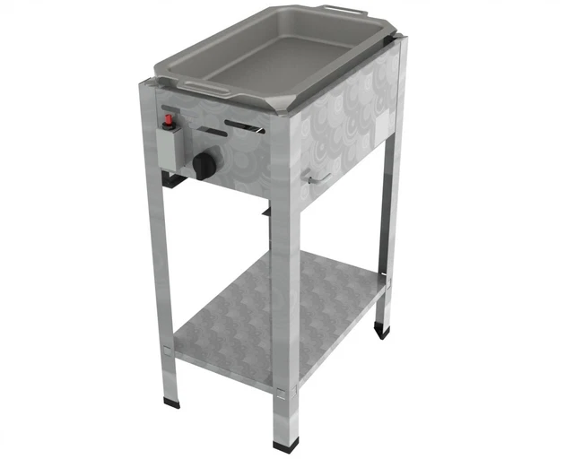 K+F Edelstahl Wurstbräter Gastro Gas Grill Imbiss 1-flammig 3,6 KW Pfanne