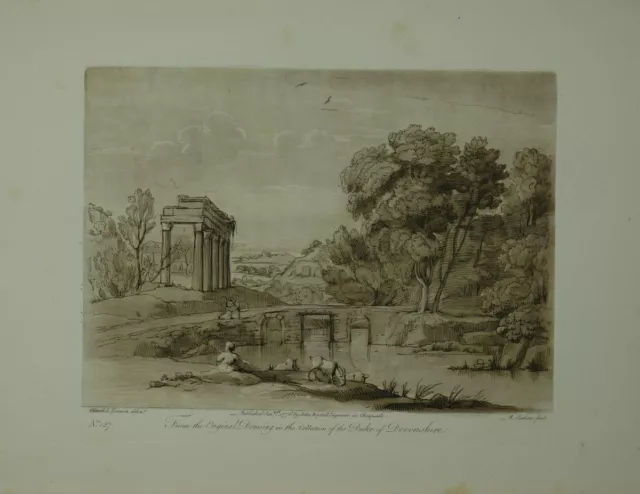 Richard Earlom (1743-1822): Landscape After Lorrain. Aquatinte Env. 1800 135572