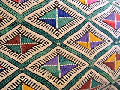 Old Moroccan Berber Moorish Handwoven Carpet Kilim Pillow Geometric Dazzler 3