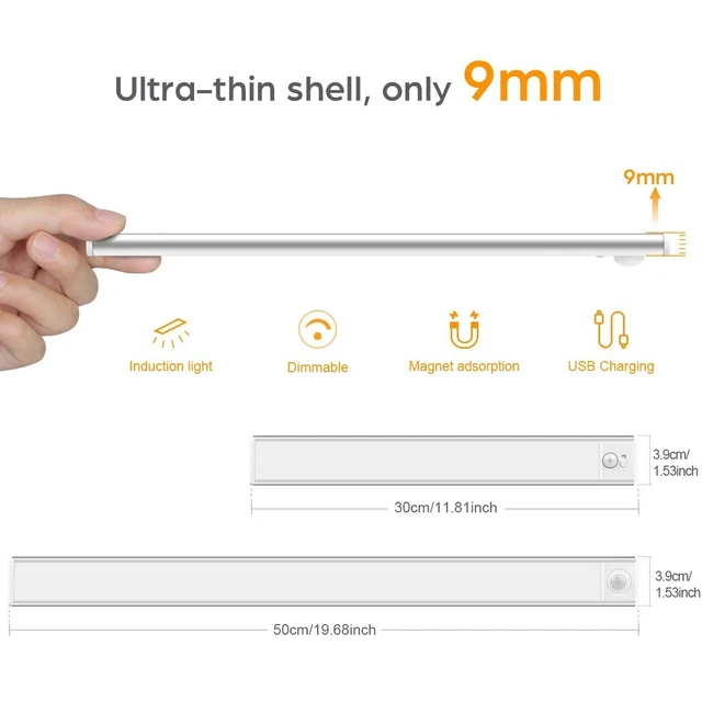 2X LED MOTION Sensor Light 5CCT USB-C Rechargeable PIR Night Magnet ...