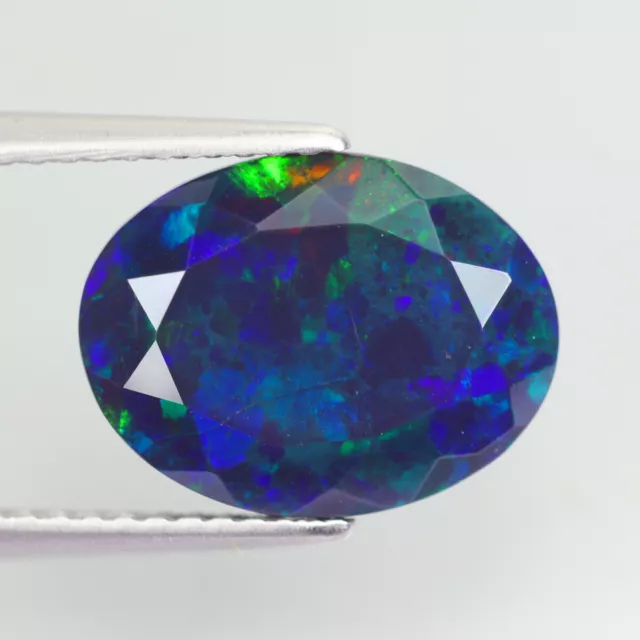 3.31Ct Micro Honey Comb Pattern. Exceptional Electric Blue Solid Black Welo Opal