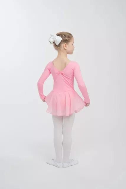 tanzmuster Kinder Langarm Ballettkleid "Anna" rosa Ballettanzug Ballett Trikot 2