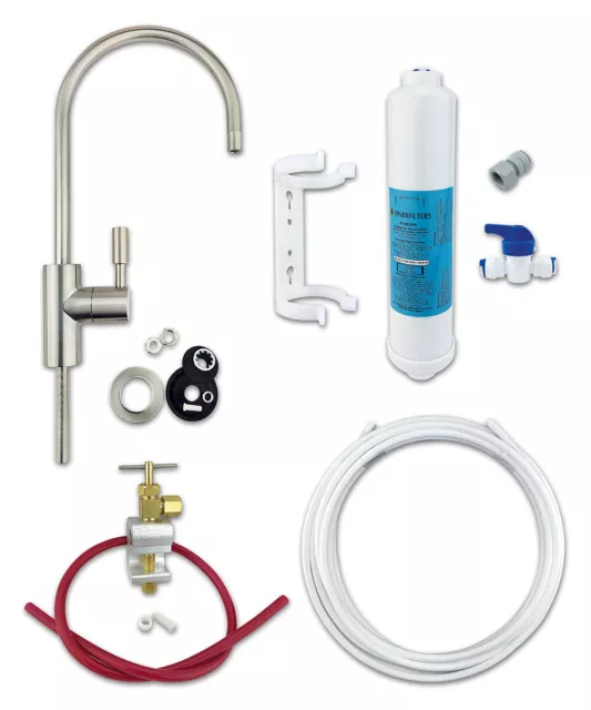 Under Sink Water Filter System with Inline Push Fit Filter and Choice of Tap