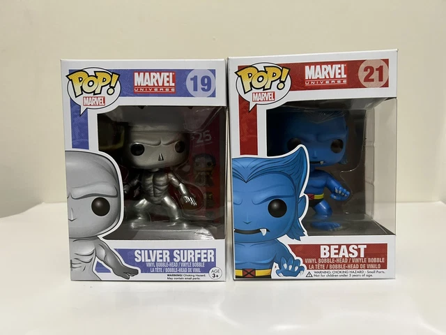 Funko Pop! Marvel Universe Silver Surfer 19 + Beast 21 Lot Of 2 Vaulted