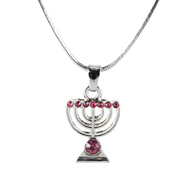 Pendentif en or 14 carats vintage Torah judaïque à volutes, Menorah