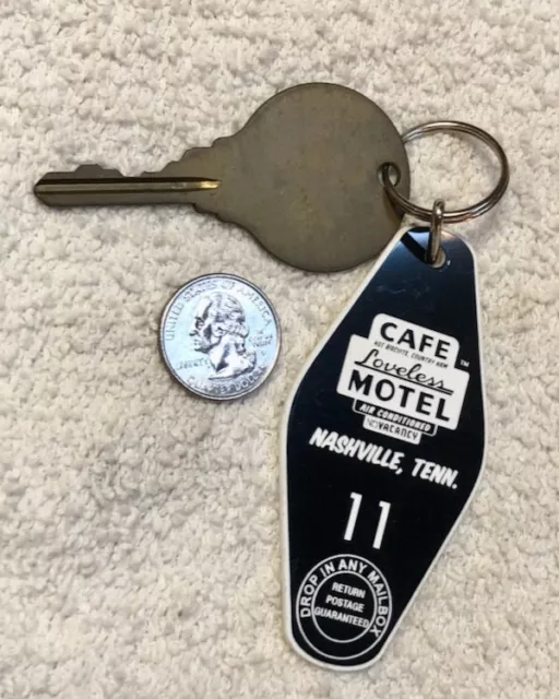 Vintage Motel Hotel Room Key and Fob CAFE LOVELESS MOTEL Room 11, NASHVILLE TENN