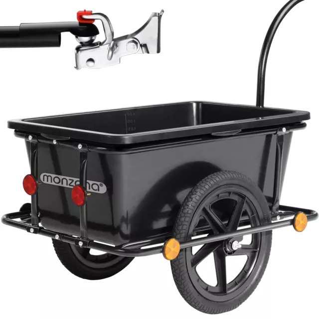 MONZANA® Bike Trailer Bicycle Cargo Transport Pneumatic Tyre Shopping Cart Black